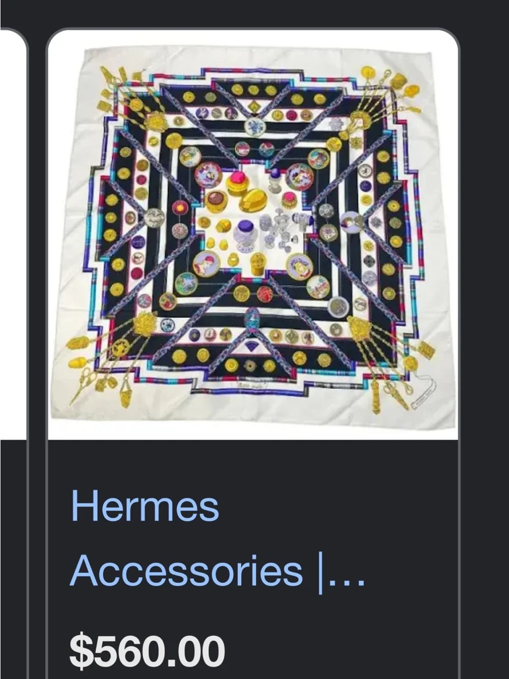 Hermes Black, White, Gold, Purple & Pink Silk Scarf